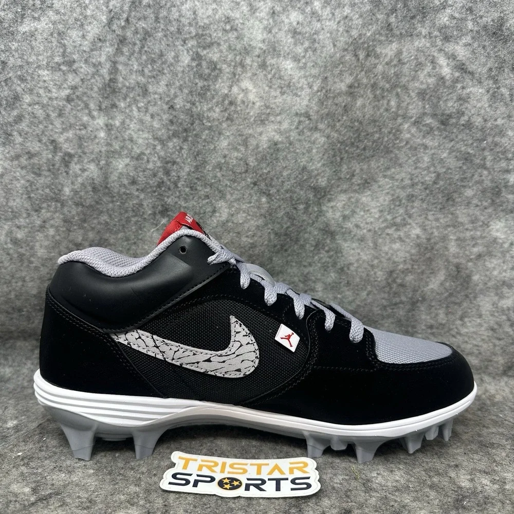 Air Jordan Stadium 90 Football Cleats Mens Size 9 Black Cement Red HQ0210-060